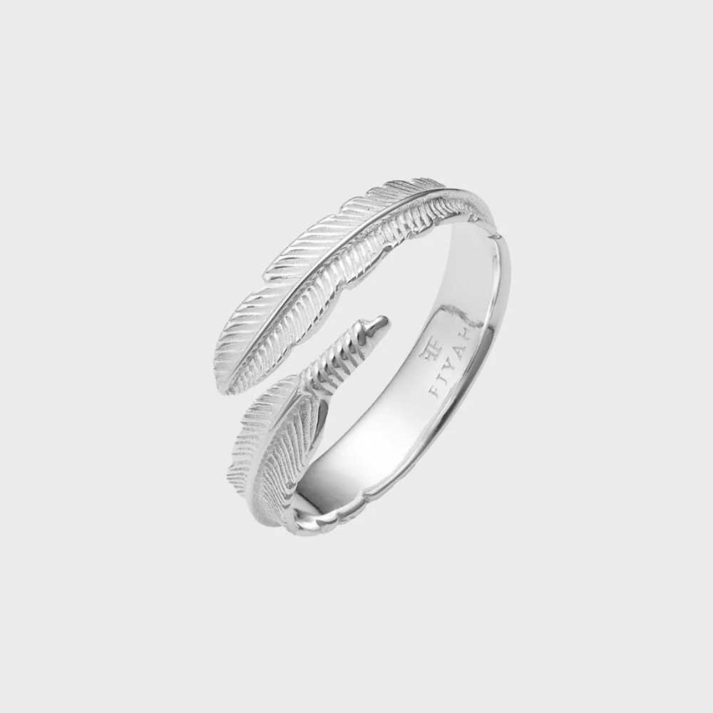 Fiyah Silver Adjustable Feather Ring